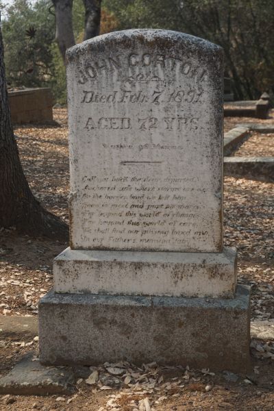 [Picture of John Corton grave]